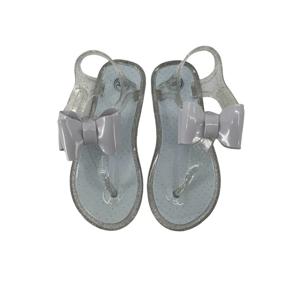 Wonder Nation Clear Silver Glitter Bow Lucite Sandals Size 9 Girl’s - Picture 1 of 5